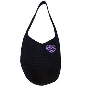 The Sak Black Hobo Shoulder Bag Purple Heart jack O Lantern Spooky Whimsygoth